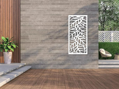 VIMA (Leaf Veins) Decorative Wall Art Panel - 48" L x 24" W x 3/8" H, White Color PVC Board Panel with Private Screen Fence Design for Home Renovation & Wall Décor