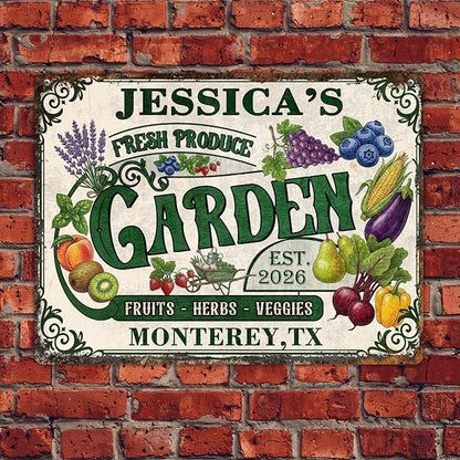 Personalized Garden Signs for Outside Custom Metal Tin Sign for Women, Retro Funny Welcome Metal Sign for Patio, Yard Rustic Home Decor Gift for Mothers Day, Grandmas, and Gardening Lovers