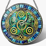 8-Inch Celtic Knot Stained Glass Suncatcher & Ornament – Stained Glass Window Hanging & Decor, Sun Catchers for Windows Indoor, Gift for Women, Gift for Christmas, Housewarming Gifts, Irish Gifts