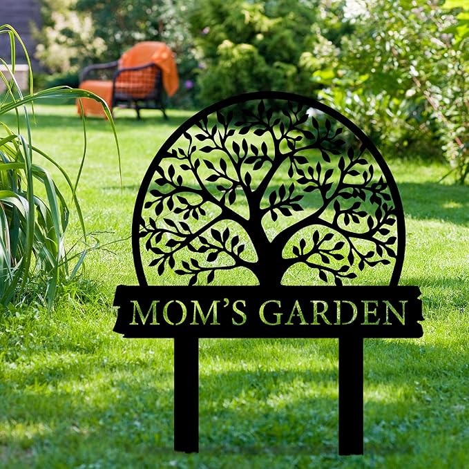 Personalized Garden Sign with Tree Of Life Design, Custom Garden Stake with Nature, Customized Garden Gift, Farmhouse Flower Garden Decor for Outside, Gardening Decor Gifts for Gardeners, Backyard Art