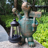 Turtle Garden Statue Outdoor Décor with Solar Lights Lantern,Turtle Solar Light Figurines Outside Decorations for Yard，Lawn ,Patio, Balcony, Unique Housewarming Gifts