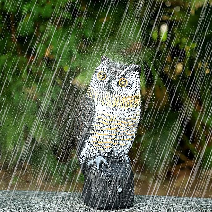 Ruolan Plastic Owl,Brid Owl with Flashing Eyes&Frightening Sound for Garden Yard Outdoor
