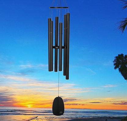 Woodstock Wind Chimes for Outside, Outdoor Decor, Garden and Patio Decor, Front Porch Decor (44") Decorative Wind Chimes Bells of Paradise Wind Chime Large Size Black (BPLK)