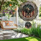 Wind Spinner Hanging Outdoor Decor, 12 Inch 3D Bald Eagle American Flag Metal Kinetic Wind Spinners for Garden Yard Patio, Stainless Steel Laser Cut Art Gifts for Men Veterans Day Outdoor Decorations