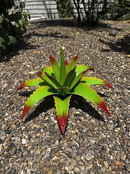 Mini Metal Agave - Garden Art (Cherry Lime)