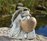 Joseph's Studio by Roman 12.25" H Memorial Sleeping Angel on a Heart Garden Stone, Religious Outdoor Decor