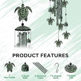 Turtle Wind Chimes for Outside, 36" Large Windchimes Outdoors, Sea Turtle Decor Memorial Wind Chimes for Outdoor, Sympathy Gifts & Home Yard Patio Decoration