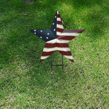 Linfevisi American Flag Star Yard Signs 17.3 Inch 2 Pack of Metal Patriotic Barn Stars Garden Stakes US Flag Outdoor 4th of July Decorations Memorial Day Yard Art Lawn Ornaments Patio for Outside