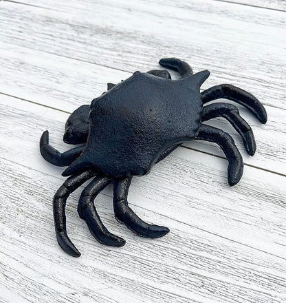 Top Brass Blue Crab Key Hider Figurine - Cast Iron with Secret Compartment - Indoor Trinket Box/Outdoor Garden Statue