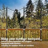 AILBTON 10Ft String Light Poles 6 Pack,Light Poles for Outside Lights,Outdoor with Fence Brackets Hanging Lights,Metal Stand Deck Patio Backyard