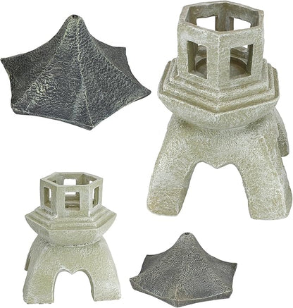 Design toscano ng999870 asian decor pagoda lantern outdoor statue, medium & large, two tone stone finish