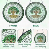 FLAGWIX Tree of Life Gifts for Women Men - Stained Glass Window Hanging 8 in - House Warming Birthday Gifts for Friend Family, Tree of Life Decor Suncatchers for Windows Hanging, Celtic Garden Decor
