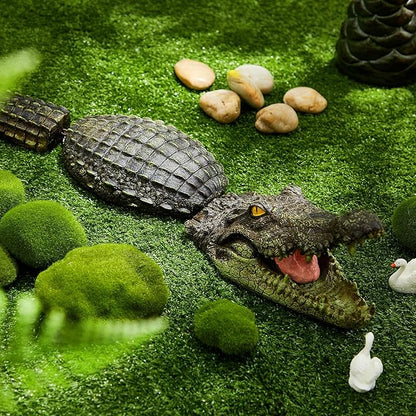 Sotiff 31.5 Inches Floating Alligator Decoy Floating Crocodile Decoy for Pool Fake Alligator Pool Float Statue Garden Animal Figurines Water Pond Decorations for Pond Outdoor Yard, Green