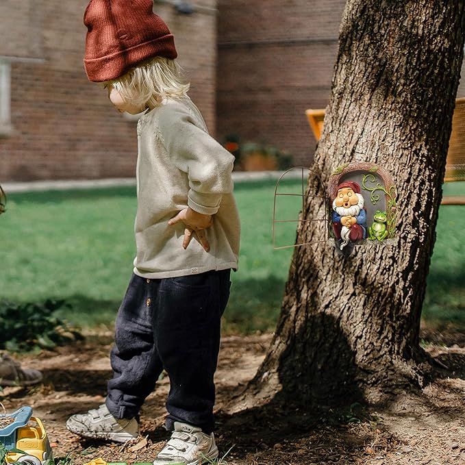 Outdoor Garden Statues, Resin Gnome Tree Hugger, Durable Outdoor Decor, Whimsical Yard Sculpture, Garden Peeker Yard Art, Waterproof & Handcrafted, Unique Christmas Decorations Outdoor Ornament Gift
