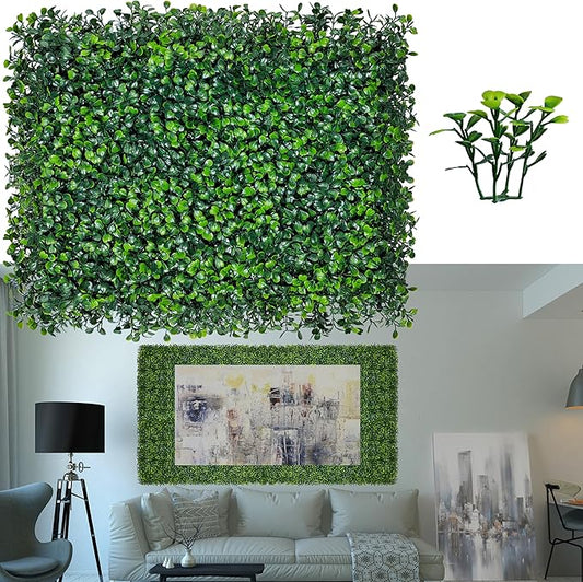 ODTORY Artificial Grass Wall Panels:16" X 12" 6P (8 sqft) UV-Anti Greenery Boxwood Backdrop for Indoor Outdoor Green Wall Decor & Ivy Fence Covering Privacy