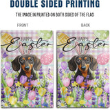 Happy Easter Dog Garden Flag Dachshund Spring Flags Buffalo Plaid Bunny Eggs Yard Flag for Outside 12x18 Double Sided Small Decorative Floral Outdoor Flag