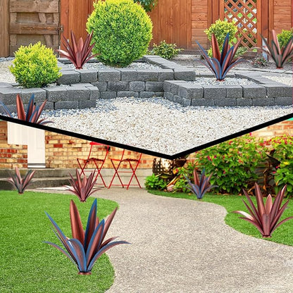 Large Tequila Rustic Sculpture, Rustic Metal Agave Plants for Outdoor Patio Yard Mexican Plant Garden， Agave Outdoor Lawn Ornaments Yard Stakes (Blue1pc)