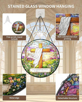 Christian Stained Glass Window Hanging Sun Catcher, Religious Faith for Mom or Grandma, Church Window Decor