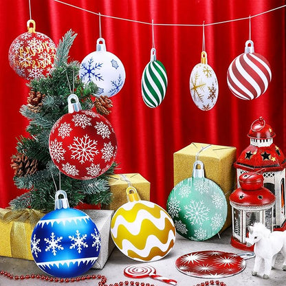 Sumind 10 Pieces Large Christmas Decorations Outdoor Christmas Hanging Ornaments Yard Lawn Signs Round Double Sided Porch Ornaments for Xmas Party Decor(Classic Style)