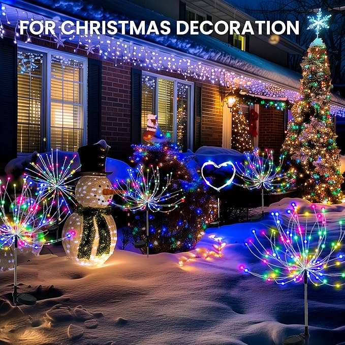 PEVOROS Garden Decor Solar Lights Outdoor,120LED Waterproof Colorful Solar Fairy Garden Lights for Outdoor Decoration,Yard, Patio, Porch,Flower Pot,Pathway,Christmas (6Pack)