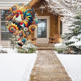 Rooster Wind Spinners, Chicken Gifts for Women Mom Grandma Wife, 12 inch 3D Stainless Steel Hanging Wind Spinners Outdoor for Garden Decorations, Christmas Thanksgiving Birthday Ornament Gifts