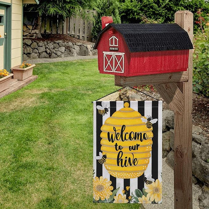 Bee Garden Flag Seasonal Double Sided 12 x 18 Inch Small Yard Flag for Indoor Outdoor Decor Holiday All Seasons