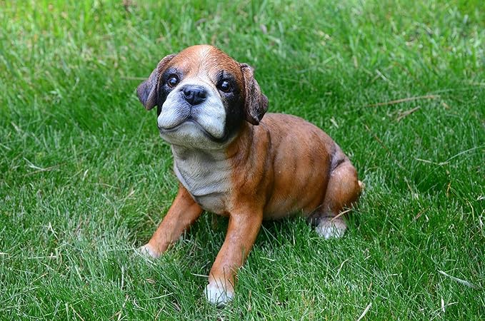 Punch-Boxer Puppy M by Michael Carr Designs - Outdoor Puppy Dog Figurine for Gardens, patios and lawns (80108)