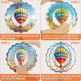 Hanging Decor Outdoor,Outdoor Garden Decor,Wind Spinners Outdoor Colorful Hot Air Balloon Hanging Decor,Ornaments Kinetic Yard Art, Valentine Gifts for Women,Family,Friends