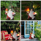 Gnome Solar Garden Statue with 3 LED Lights, Mushroom-Picking Gnome Statue Outdoor Decor for Patio, Yard, Balcony, Lawn Ornament, Gift for Mom, Grandma Mother's Day Christmas Day Decorations