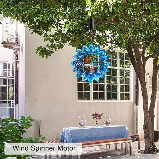 Goolyrusim Wind Spinner Motor, Hanging Display for Wind Spinners Spiral Tail Wind Chimes Disco Mirror Ball Baby Crib, Rotating for Garden Decor Christmas Ornament Outdoor Décor 20 RPM