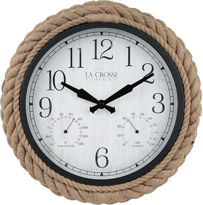 La Crosse Clock 433-3836 14-inch Rowan Indoor/Outdoor Rope Analog Quartz Wall Clock