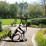 Metal Dog Garden Statue - Outdoor Yard Art Decoration - Black Silhouette - Garden Stakes for Yard Garden Lawn