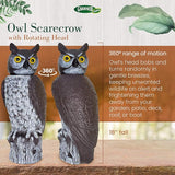 GARDENEER Dalen Rotating Head Great Horned Owl – 18" Life-Sized Garden Decoy – Bird & Pest Repellent – Weather-Resistant – Realistic, Hand-Painted Design – Outdoor Garden Scarecrow