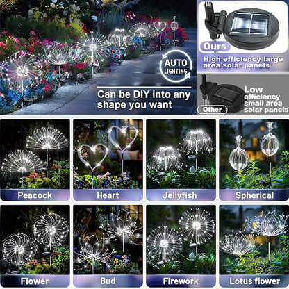 Anordsem Solar Fireworks Lights Outdoor: Garden Light Waterproof for Yard Outside - LED Starburst White Lighting Patio Path Decor 8 Pack - Gardening Gifts for Women Mom Homeowner