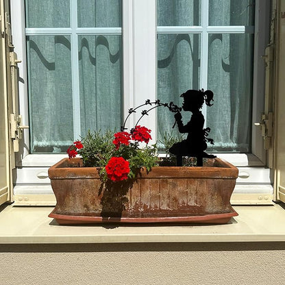 Girl Metal Dandelion Garden Stake – Dandelion Silhouette Sculpture Installation for Simple Balcony Decoration Scene, Outdoor Lawn Patio Yard Home Art Decor Figurines, Large Statues and Sculptures