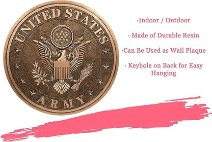 Spoontiques - Garden Décor - U.S. Army Bronze Tone Stepping Stone - Decorative Stone for Garden