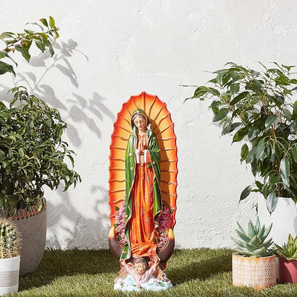 Design Toscano Virgin of Guadalupe Religious Indoor/Outdoor Garden Decor Statue, Medium 23 Inch Tall, Cast Stone Resin, Full Color Painted Finish