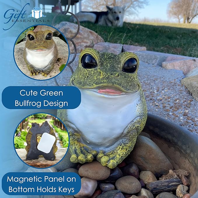 Gift Essentials Stocky Frog Decorative Garden Statue and Key Hider - Hides a Secret Extra Hidden Key Outside in Garden, Yard or Porch