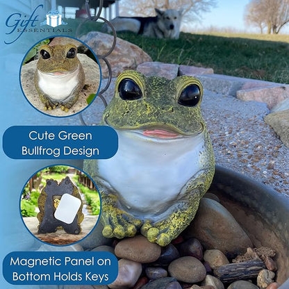 Gift Essentials Stocky Frog Decorative Garden Statue and Key Hider - Hides a Secret Extra Hidden Key Outside in Garden, Yard or Porch