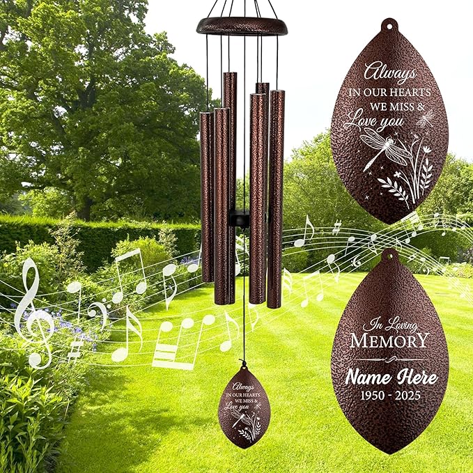 ASTARIN Personalized Sympathy Wind Chime, Deep Tone Wind Chimes for Outside, Sympathy Gifts for Loss of Mom, Bereavement Gifts for Funeral/Condolences/Memorial(Produced in USA)