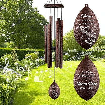 ASTARIN Personalized Sympathy Wind Chime, Deep Tone Wind Chimes for Outside, Sympathy Gifts for Loss of Mom, Bereavement Gifts for Funeral/Condolences/Memorial(Produced in USA)