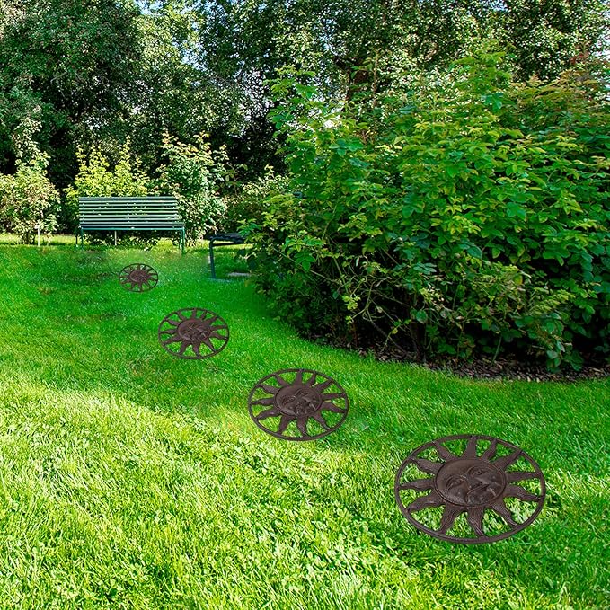 BRASSTAR Cast Iron Stepping Stone Fairytale Sun Design Garden Lawn Flower Bed Outdoor Farmland Decor TQZDPT65