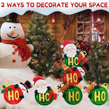 3 Pack Metal Christmas Yard Signs Decor for Multiple Stacked,Voumsil Christmas Yard Stakes Ball Fall Yard Decor for Outside Garden Lawn Porch