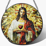 8-Inch Jesus Christian Suncatcher Ornament, Stained Glass Window Hanging & Christian Christmas Ornament, Religious Home Decor — Gift for Christians, Gifts for Christmas & Holidays, Religious Gifts