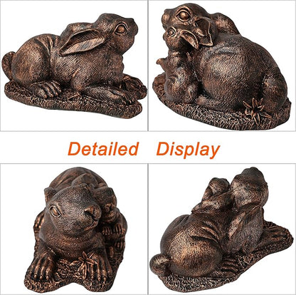 Rabbit Garden Outdoor Statue Resin Easter Bunny Statues for Home, Living Room Decoration, Garden Decor,Antique Bronze