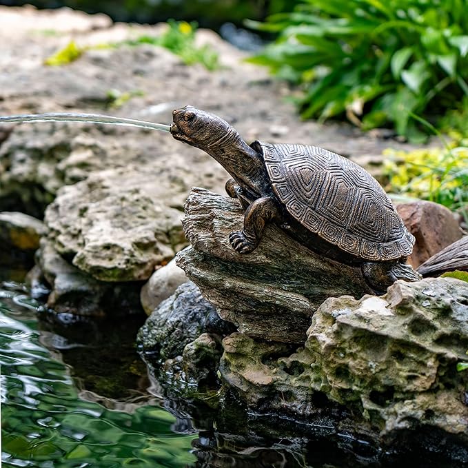 Aquascape Turtle On Log Spitter Fountain for Pond and Garden, 78371