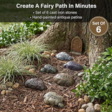 Lulu Decor, 100% Cast Iron Fairy Sayings Stepping Stones Garden Decor Fairy Garden Accessories (Set of 6)
