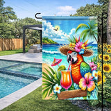 BlissYard Summer Parrot Garden Flag 12x18 Double Sided Tropical Bird Yard Flag Red Parrot Welcome Banner Outdoor Beach Palm Tree Decor Summer Garden Decorations for Home Lawn Patio Porch