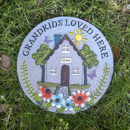 Grandma Garden Stepping Stone Yard Walkway Step Stone Grandma Gifts from Grandchildren Home Outdoor Decor Lawn Concrete Stepping Stones with Sayings Outside Decorations
