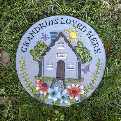 Grandma Garden Stepping Stone Yard Walkway Step Stone Grandma Gifts from Grandchildren Home Outdoor Decor Lawn Concrete Stepping Stones with Sayings Outside Decorations